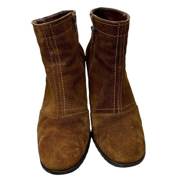 Franco Sarto Brown Suede Zip Wedge‎ Ankle Bootie Womens Size 6.5 M - Picture 2 of 10